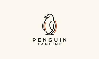 Penguin vector logo icon minimalistic line art