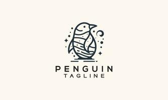 Penguin vector logo icon minimalistic line art