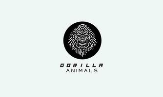 Gorilla monkey vector logo icon minimalistic line art design