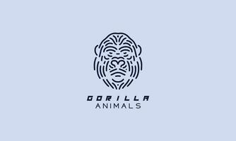 Gorilla monkey vector logo icon minimalistic line art design