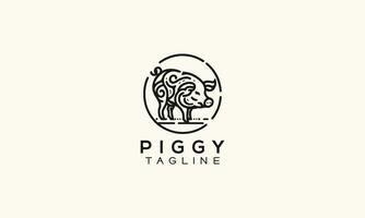 pig vector logo icon minimalistic line art