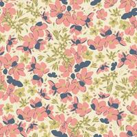 Vector retro small flowers illustration seamless repeat pattern digital artwork