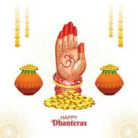 bendición de la diosa laxmi con joyas y monedas para el fondo del festival indio dhanteras vector