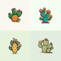 prickly pear cactus vector clip art illustration