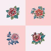 china rose vector clip art illustration