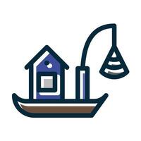 Fishing Boat Vector Thick Line Filled Dark Colors Icons For Personal And Commercial Use.