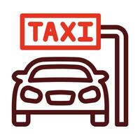 Taxi Vector Thick Line Two Color Icons For Personal And Commercial Use.