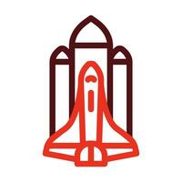 Space Shuttle Vector Thick Line Two Color Icons For Personal And Commercial Use.