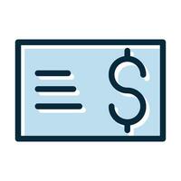 cheque de pago lleno oscuro colores icono para personal y comercial usar. vector