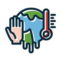 Stop Global Warming Vector Thick Line Filled Dark Colors Icons For Personal And Commercial Use.