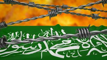 The Hamas flag on fire background 3d rendering photo