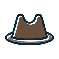 fedora sombrero vector grueso línea lleno oscuro colores íconos para personal y comercial usar.