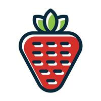 Strawberry  Vector Thick Line Filled Dark Colors Icons For Personal And Commercial Use.