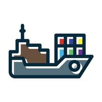 Logistics Ship Vector Thick Line Filled Dark Colors Icons For Personal And Commercial Use.