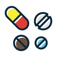 pastillas vector grueso línea lleno oscuro colores íconos para personal y comercial usar.