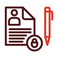 Privacy Policy Template Vector Thick Line Two Color Icons For Personal And Commercial Use.