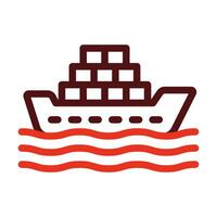 Cargo Ship Vector Thick Line Two Color Icons For Personal And Commercial Use.