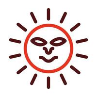 Sun With Face Vector Thick Line Two Color Icons For Personal And Commercial Use.