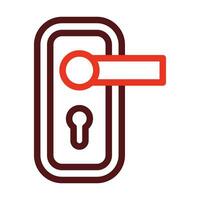 Door Lock Vector Thick Line Two Color Icons For Personal And Commercial Use.