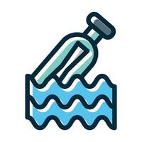 Message In Bottle Vector Thick Line Filled Dark Colors Icons For Personal And Commercial Use.