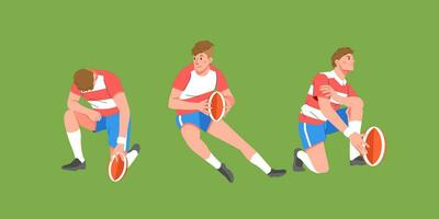 Rugby sport player in action set carrying  ball ready to play games vector