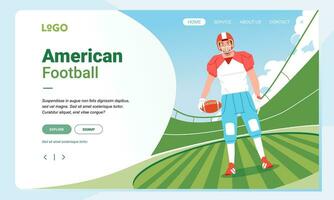 American football minimalist banner web illustration mobile landing page GUI UI player standing on field vector