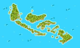 conjunto de isométrica indonesio archipiélago consistir de muchos grande y pequeño isla - vector