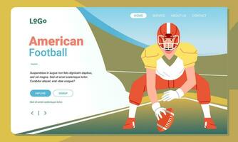 American football minimalist banner web illustration mobile landing page GUI UI player ready plays game on field vector