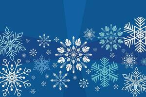 White snowflakes element in blue background. Vector Illustration.