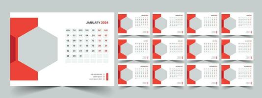 Desk Calendar Template 2024 vector