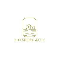 House beach line art logo icon design template vector