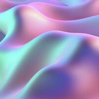 Gradient holographic Iridescent waves, frosted glass, soft textured gradient, and isometric, reflections. AI Generative photo