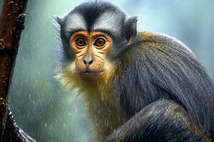 Wolfs Mona Monkey. Generative AI photo