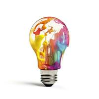 Unique Creative idea concept with lightbulb made out of paint. AI Generated photo