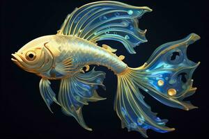 3d rendering. fish on black background. Generative AI photo