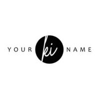 KI Initial Handwriting In Circle Frame Template Design vector