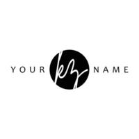 KZ Initial Handwriting In Circle Frame Template Design vector