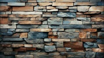 AI-Generated Wall texture of sharp stone bricks tiles background photo