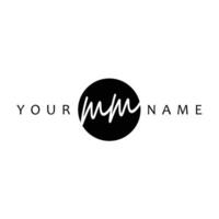 MM Initial Handwriting In Circle Frame Template Design vector