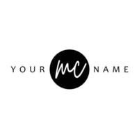 MC Initial Handwriting In Circle Frame Template Design vector