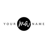 MA Initial Handwriting In Circle Frame Template Design vector