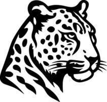 leopardo - negro y blanco aislado icono - vector ilustración