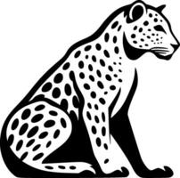 leopardo - negro y blanco aislado icono - vector ilustración