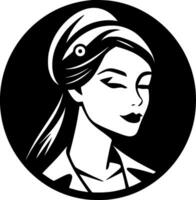 Nurse, Black and White Vector illustration