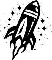 Rocket, Black and White Vector illustration