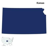 mapa de Kansas. Kansas mapa. Estados Unidos mapa vector