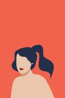 Beautiful woman with long hair and red lips. Vector illustration.