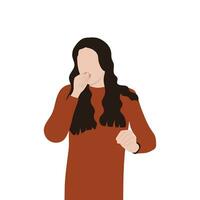 Female character sneezing and coughing in wrong position. Prevention against viruses and infections. Vector illustration in flat style