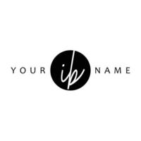 IB Initial Handwriting In Circle Frame Template Design vector