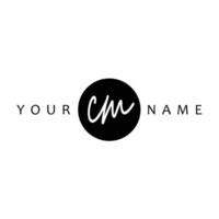 CM Initial Handwriting In Circle Frame Template Design vector